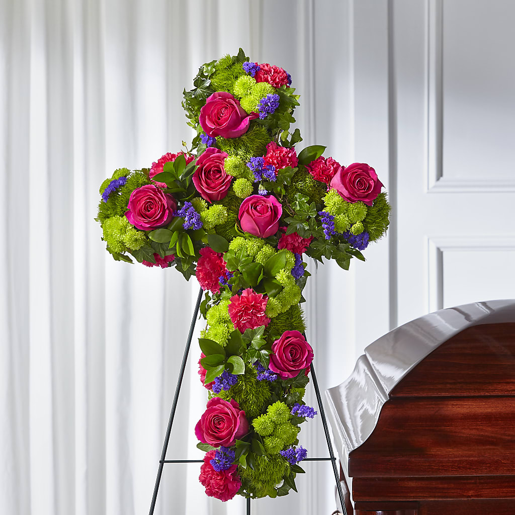 Tribute Rose Floral Cross –  Tom Thumb, Pleasanton CA