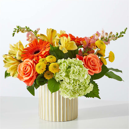Autumn Sunshine Bouquet with Ivory Vase –  Tom Thumb, Pleasanton CA