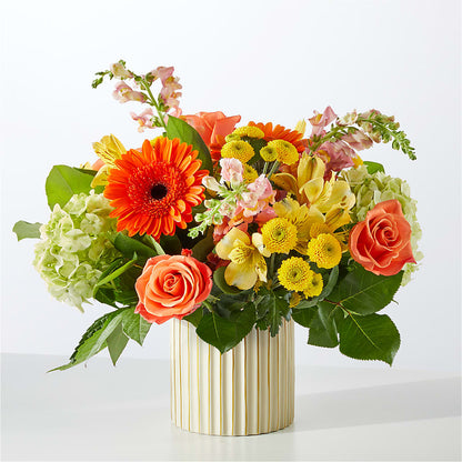 Autumn Sunshine Bouquet with Ivory Vase –  Tom Thumb, Pleasanton CA
