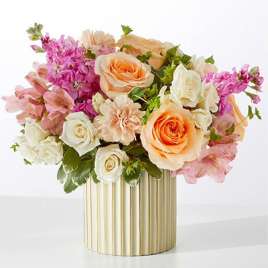 Paradise Bouquet with Ivory Vase –  Tom Thumb, Pleasanton CA