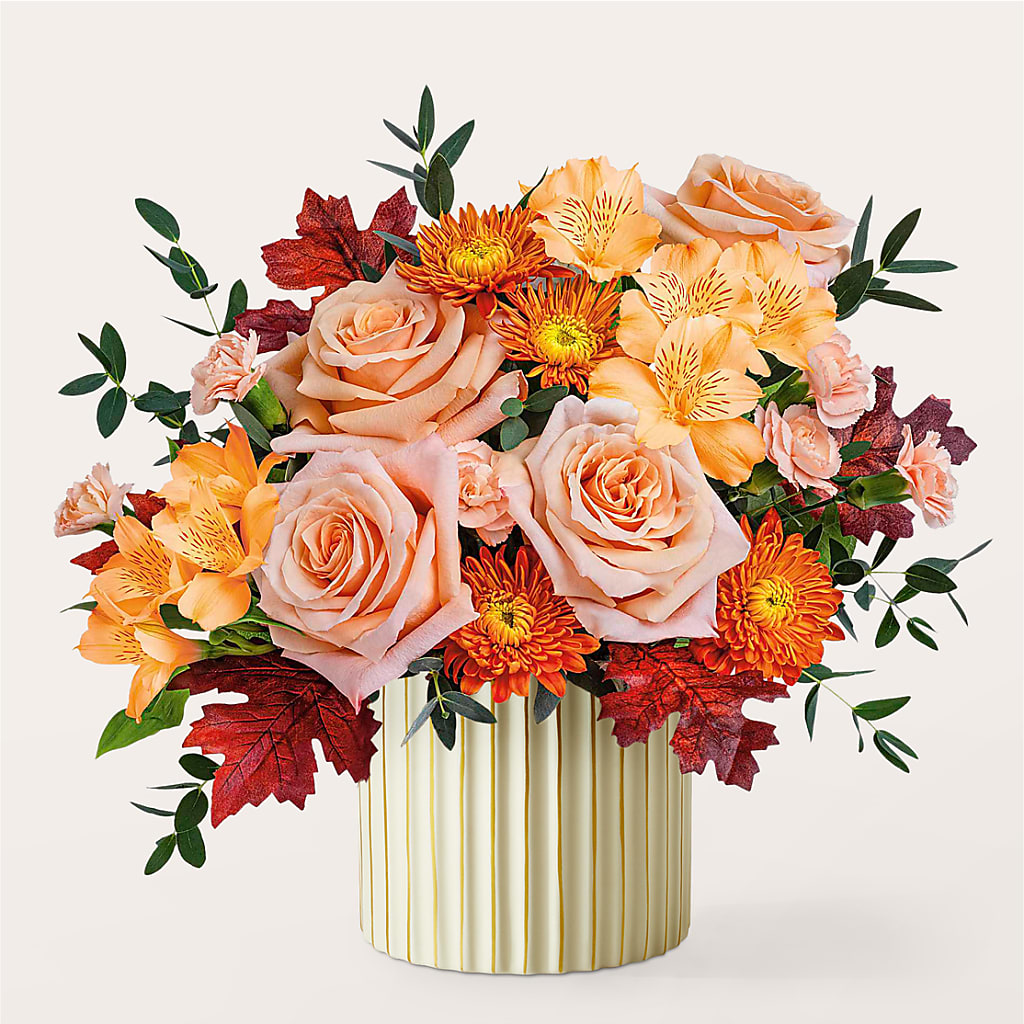 Spiced Latte Bouquet with Ivory Vase –  Tom Thumb, Pleasanton CA