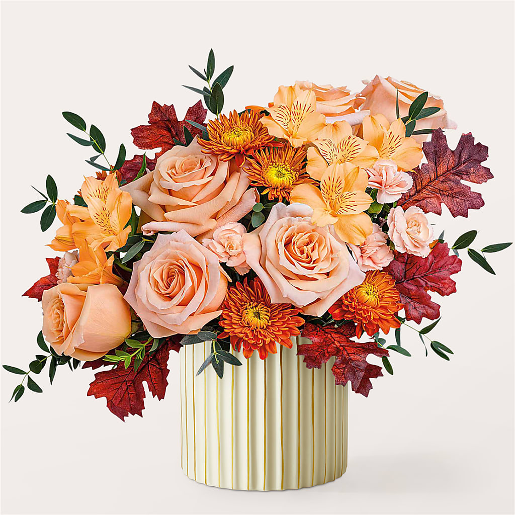 Spiced Latte Bouquet with Ivory Vase –  Tom Thumb, Pleasanton CA