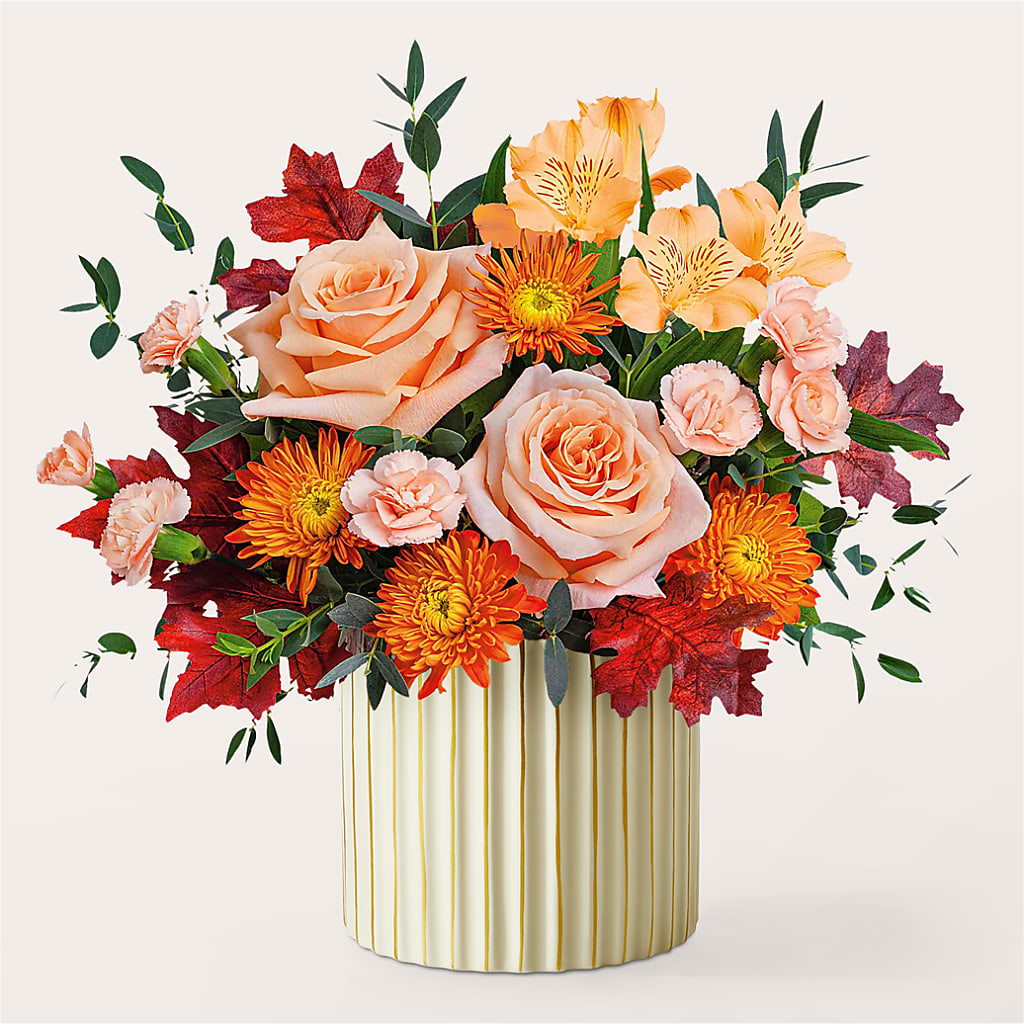 Spiced Latte Bouquet with Ivory Vase –  Tom Thumb, Pleasanton CA