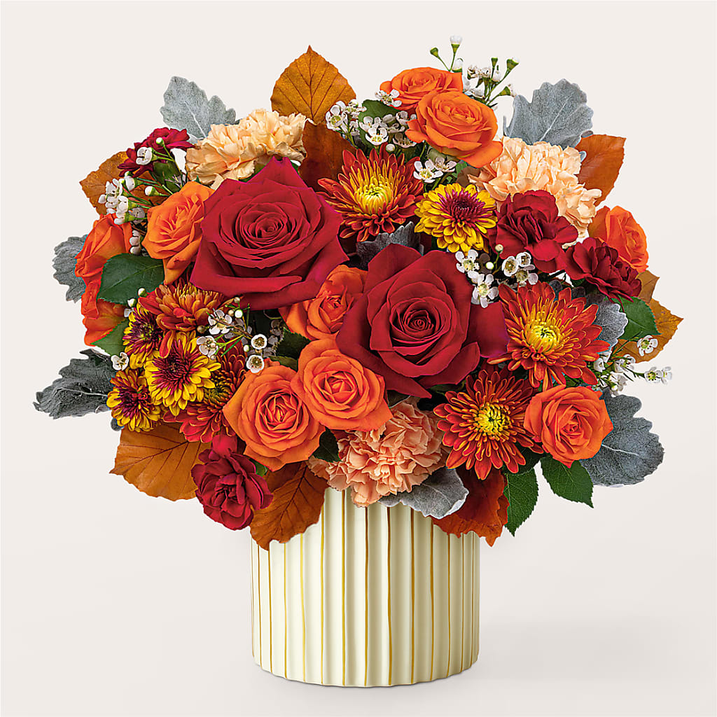 Merlot Bouquet with Ivory Vase –  Tom Thumb, Pleasanton CA
