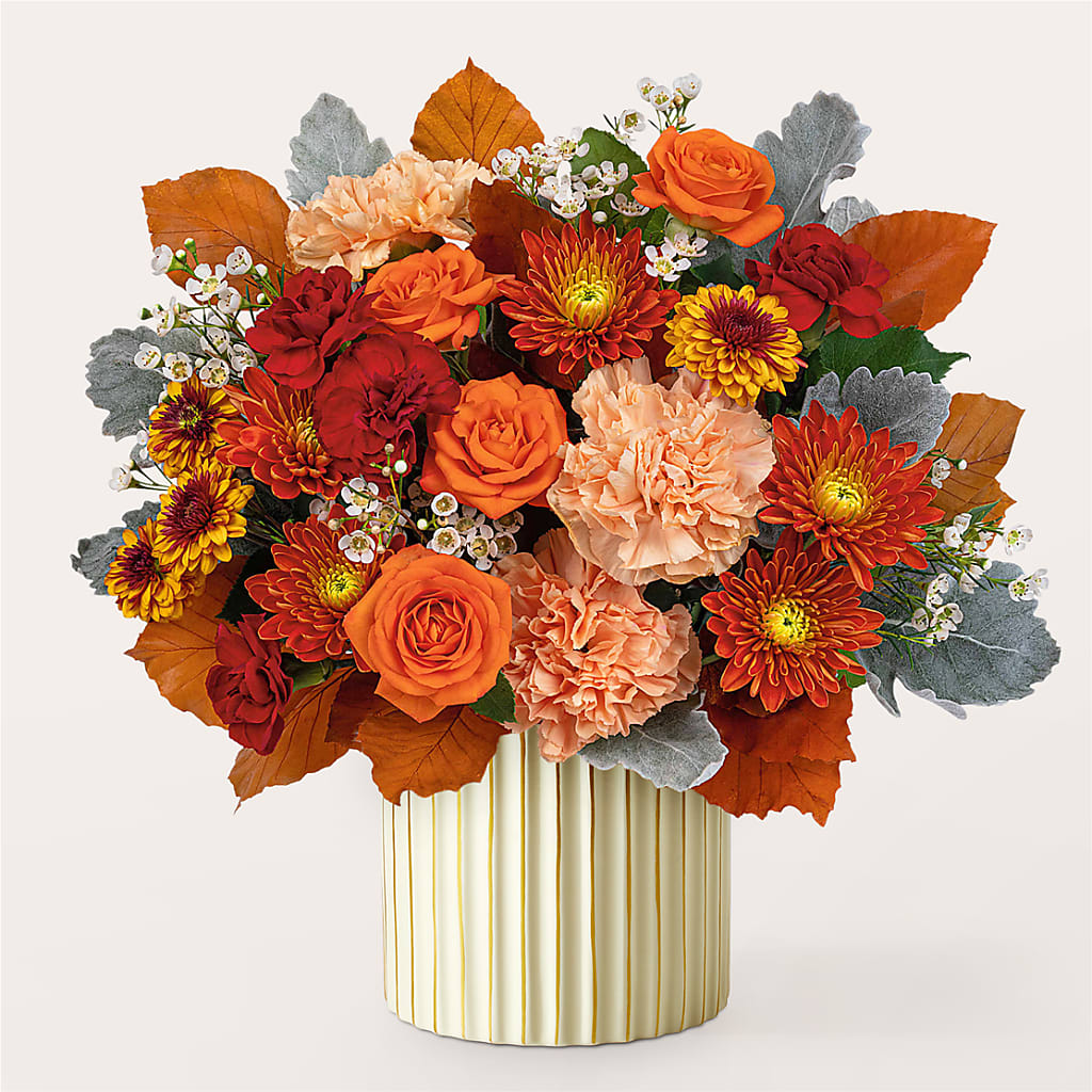 Merlot Bouquet with Ivory Vase –  Tom Thumb, Pleasanton CA