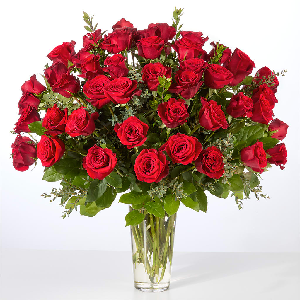 Forever Yours Fifty Stem Red Rose Bouquet –  Tom Thumb, Pleasanton CA